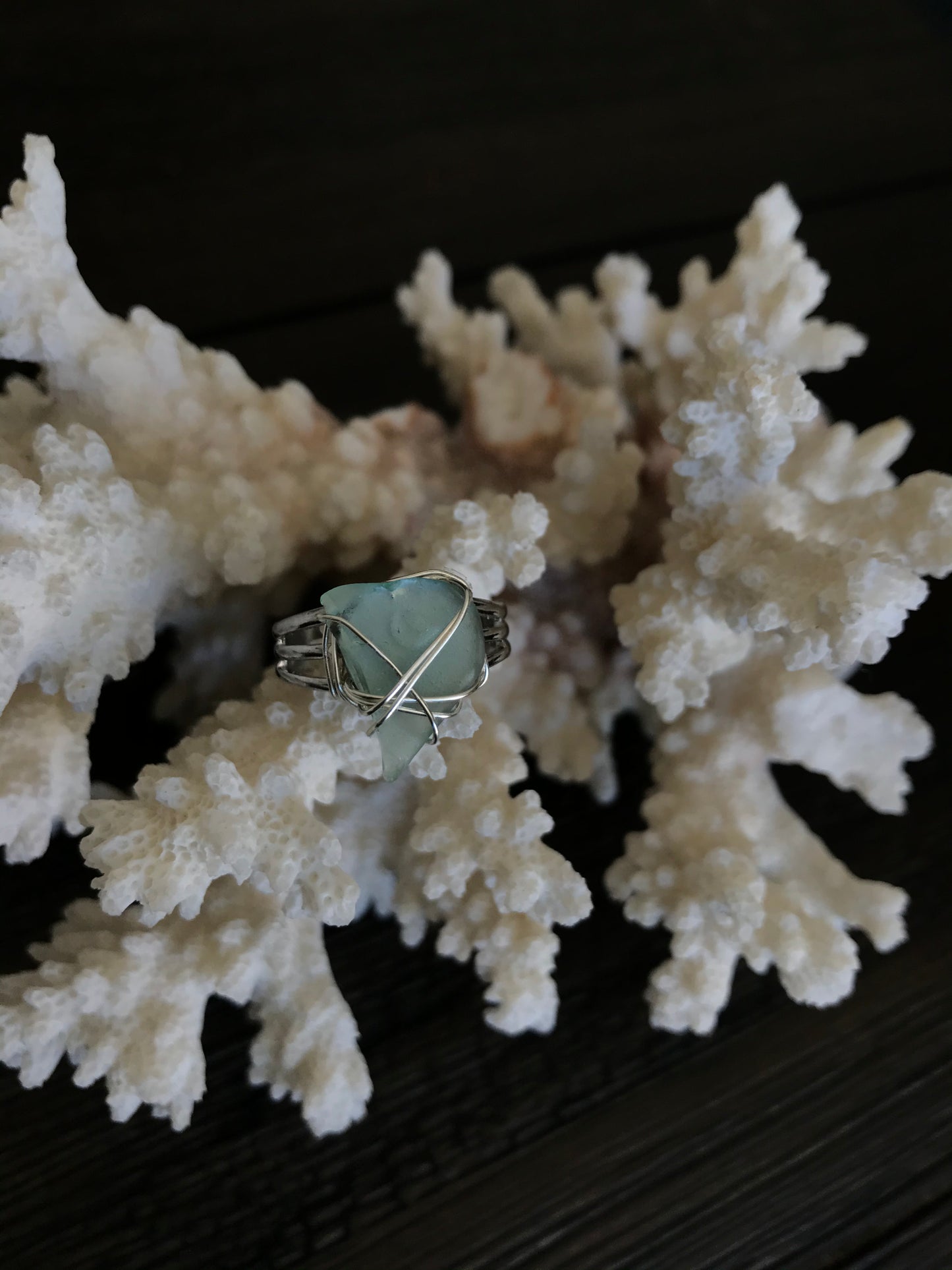 Light Blue Seaglass Ring