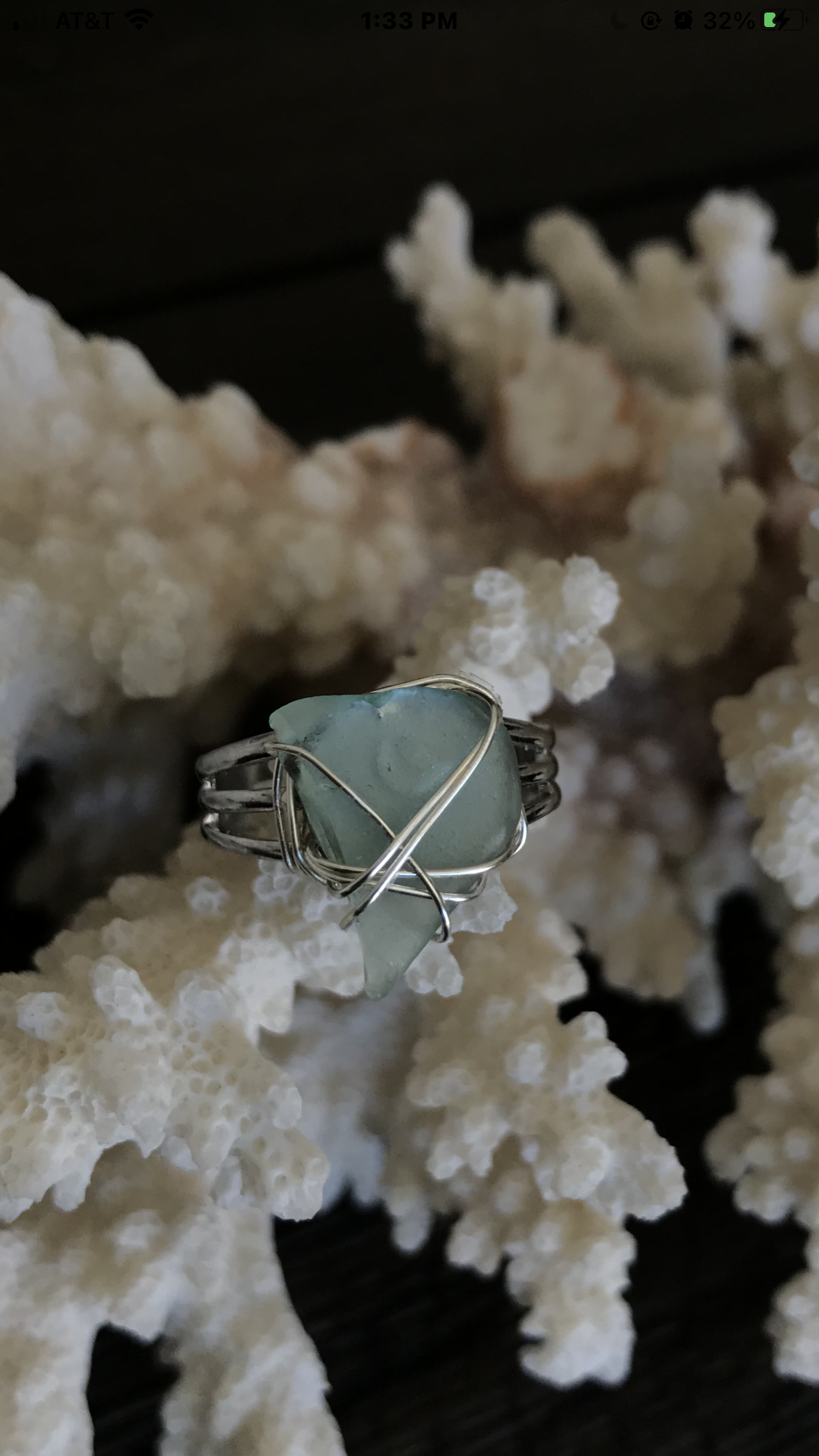 Light Blue Seaglass Ring