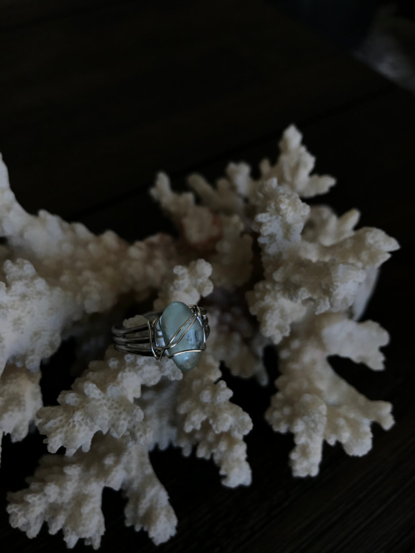 Light Blue Seaglass Ring