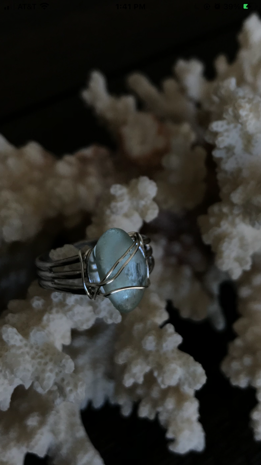 Light Blue Seaglass Ring