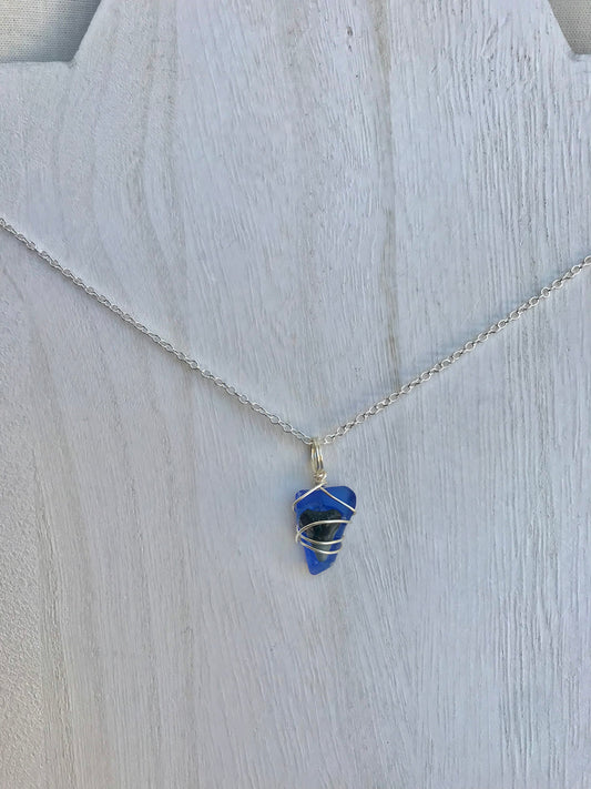 Snaggletooth Shark on Royal Blue Seaglass