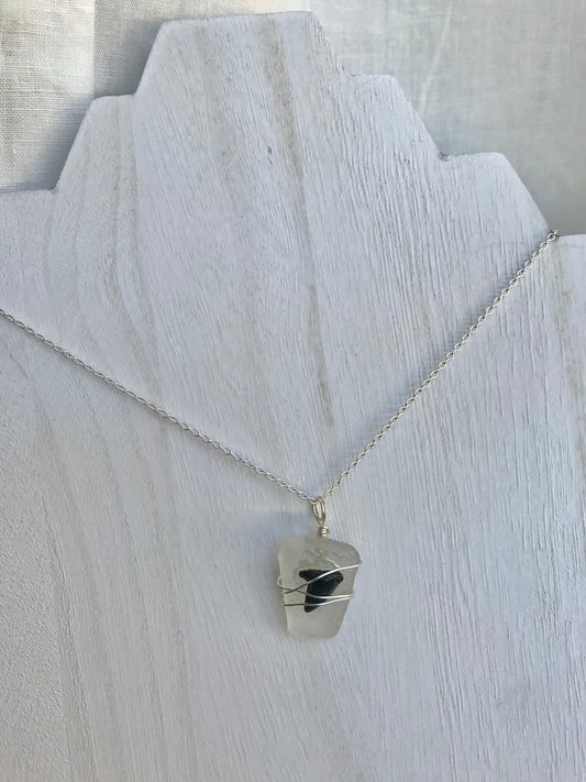 Sandbar Sharktooth on White Seaglass